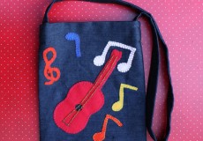 Messenger Musical Notes Denim Bag