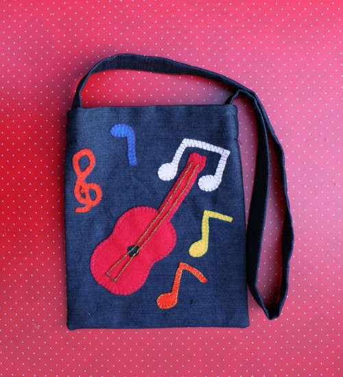 Messenger Musical Notes Denim Bag