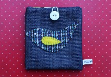 Small denim with bird applique wallets