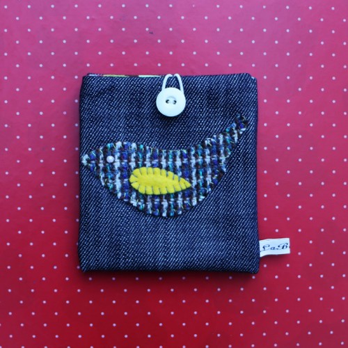 Small denim with bird applique wallets