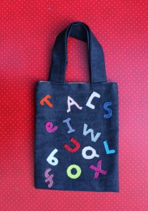 Child's Alphabet Letters Denim Tote Bag