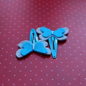 Light Blue Felt Butterflies Hair Pins