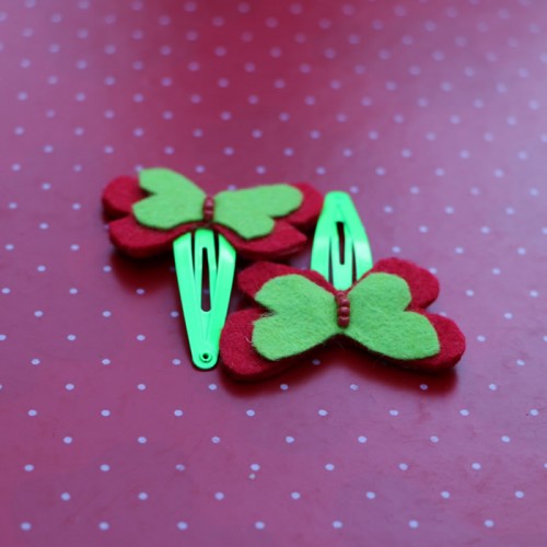 Red Felt Butterflies Hair Pins