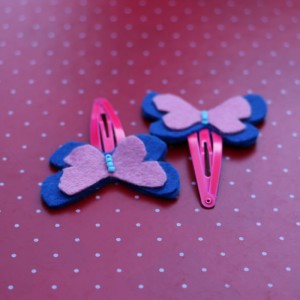 Blue Felt Butterflies Hair Pins